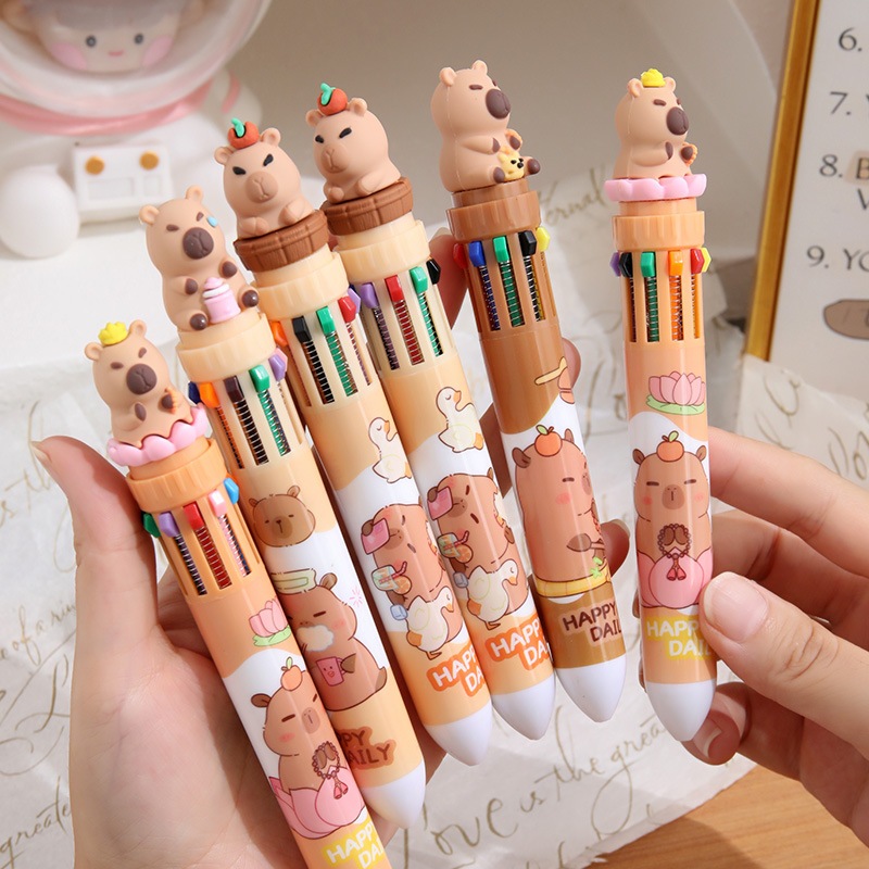 GM - PULPEN 10 WARNA CAPYBARA | PEN WARNA WARNI CAPYBARA | CAPIBARA | CAPYBARA | PULPEN WARNA WARNI 