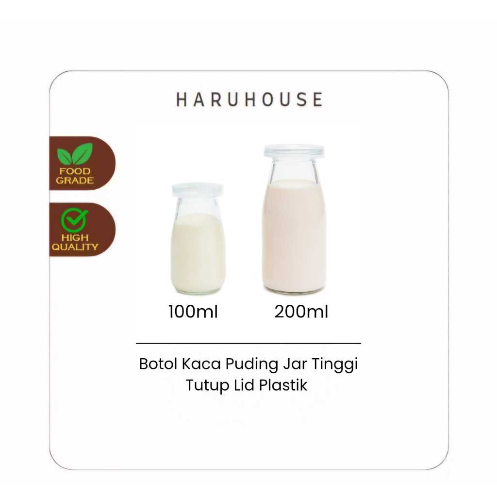 Botol Kaca Puding Jar Tinggi Selai + Tutup Lid Plastik