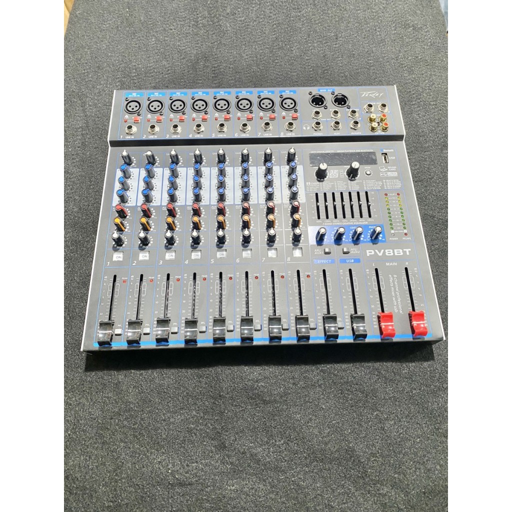 MIXER PEAVEY PV8BT BLUETOOTH USB MP3 MIXER 8 CHANNEL PV 8 BT PV8 BT 8CH