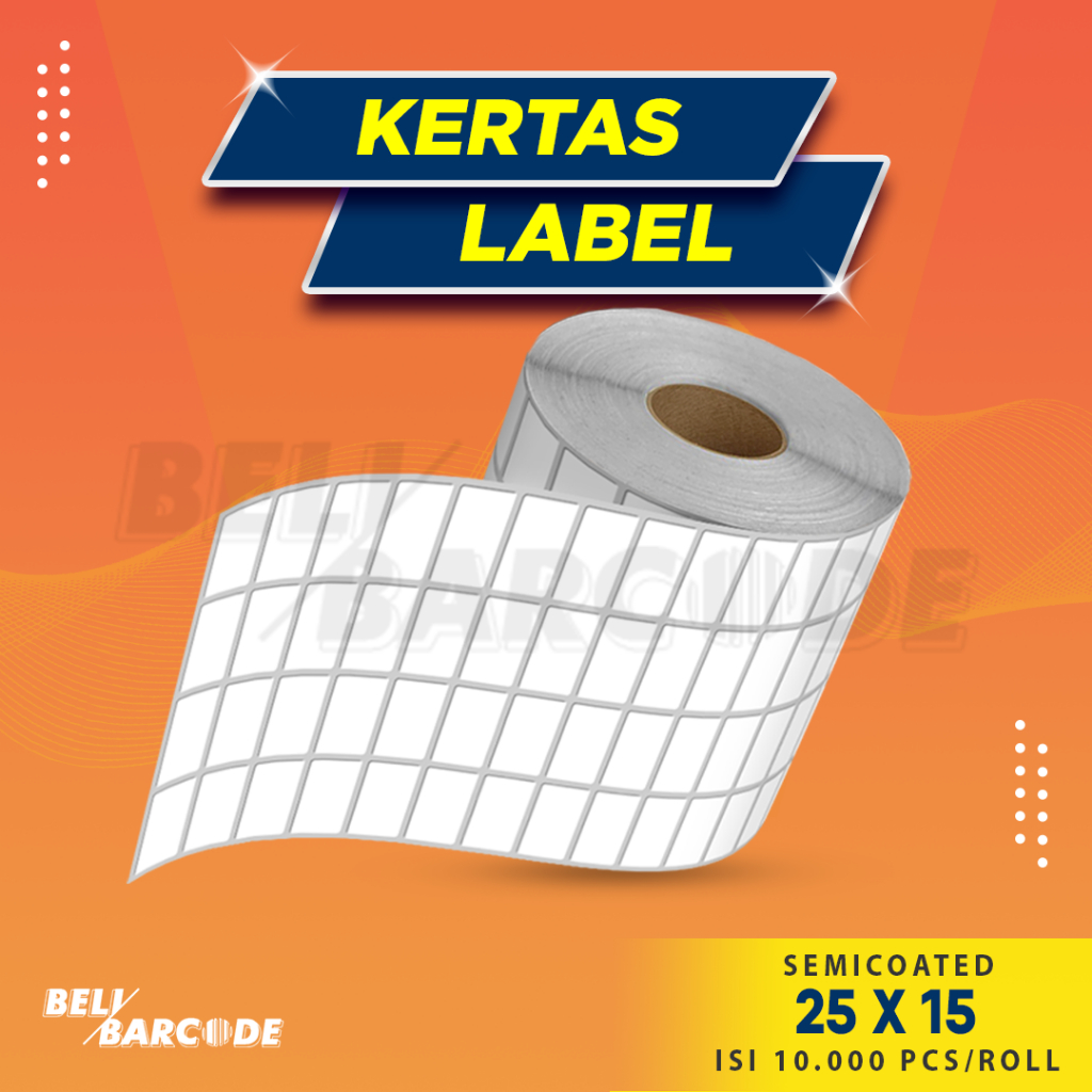 

Label Stiker Semicoated 25 x 15 mm 4 Line Kertas Sticker Barcode Isi 10.000 Pcs