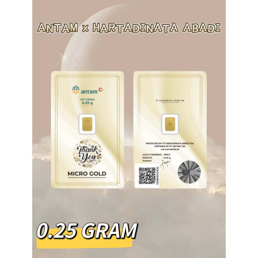 （Dalam stok）Gold Logam Mulia Antam x Hartadinata 0.25 Gram Antam Emas 0.25gr Terima kasih series