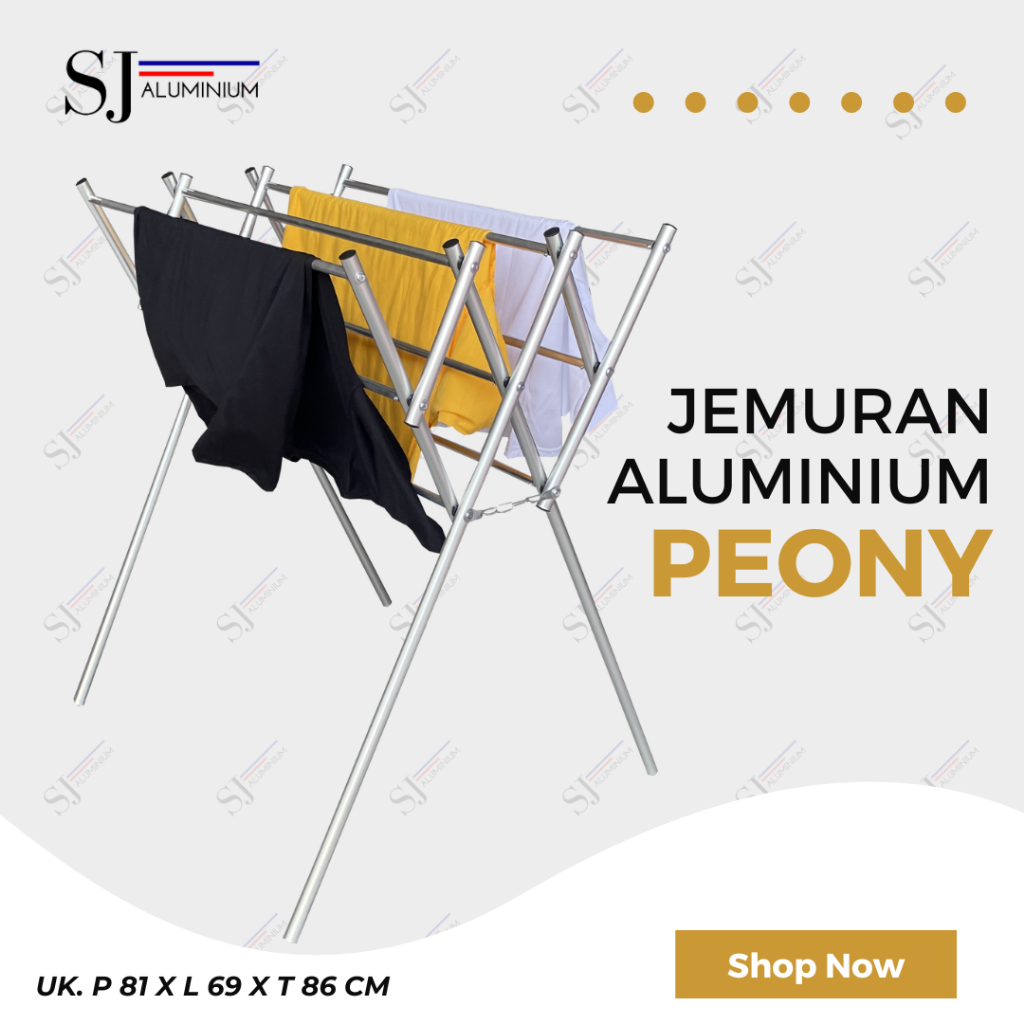 PEONY - Jemuran / Rak Handuk Aluminium Minimalis - Rak Jemuran Pakaian & Baju Bayi