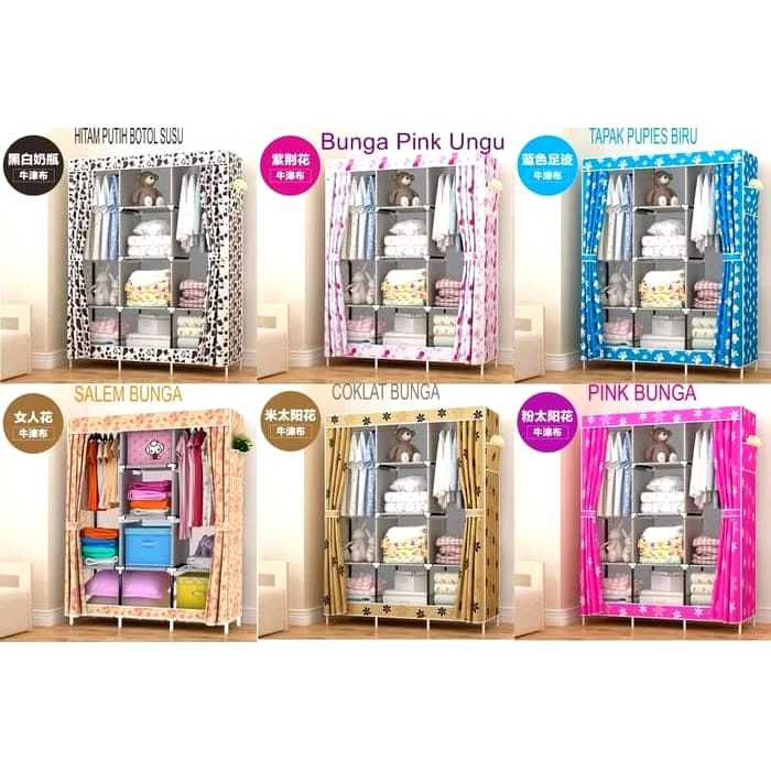 MM - Lemari Pakaian Portable Lemari Plastik Lemari Gantungan Baju Jumbo Ukuran 135 x 45 x 170 cm