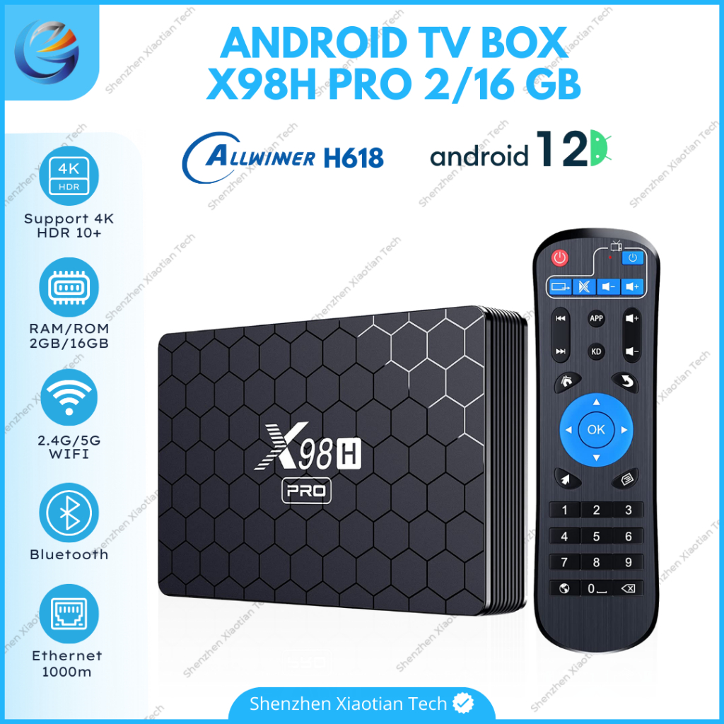 X98H Pro Tv Box Android 12 2/16Gb 4K UHD Bluetooth | Android TV Box X98H Pro Ram 2Gb Rom 16Gb Allwin