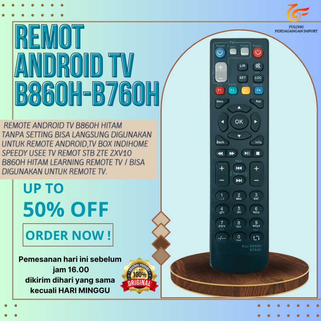 Remote Android TV Box STB Set Top Box Speedy TV Use ZTE ZXV10 B860H B760H Hitam