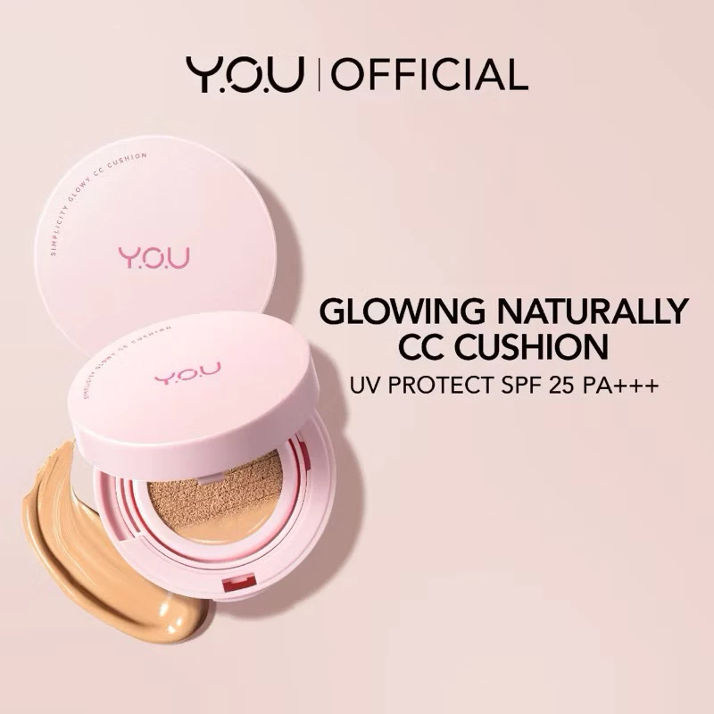 YOU Simplicity Glowy CC Cushion | Natural Makeup Foundation | Bedak Wajah | Ringan Tahan Lama / YOU 
