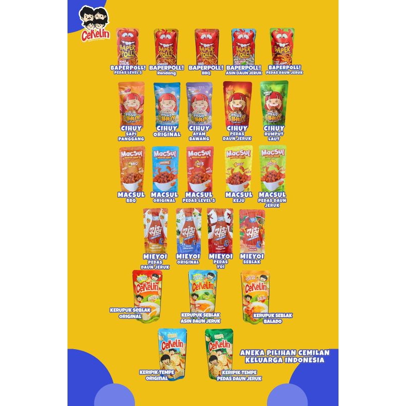 

Cekelin Crunch 2. Cekelin Crispy Bites 3. Cekelin Yummy Crunch 4. Gurih Cekelin 5. Cekelin Lumer 6. Cekelin Munchies 7. Cekelin Crack Snack 8. Cekelin Nyam-Nyam 9. Cekelin Mantul 10. Cekelin Sluurrp