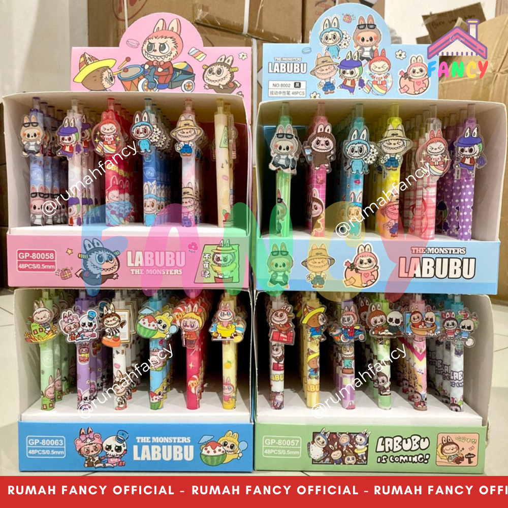 

[1 PCS] Bolpen Gel Cetek / Pulpen/ Pena Gel / Buka Tutup LABUBU Karakter Cute Monster Anak Cewek / Cowok Lucu Murah Berkualitas