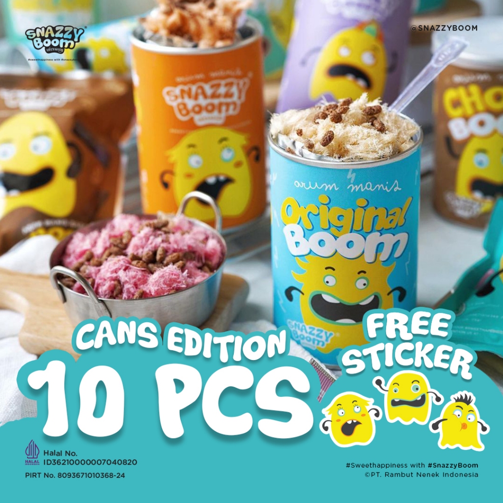 

Snazzy Boom Bundling 10 Cans Edition - Arum Manis / Gulali / Rambut Nenek / Arbanat / Cotton Candy