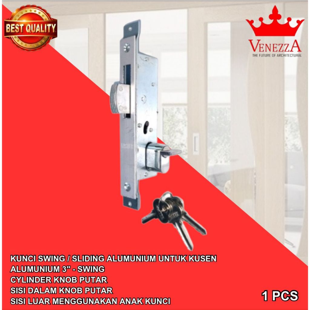 Kunci Pintu Swing Kusen Aluminium 3inchi Cylinder 51mm
