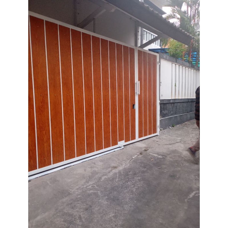 Pintu dorong serat Grc kayu berkualitas Besi galvanis