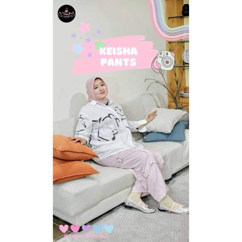 Keisha pants - Celana panjang HW - Cargo wanita korean style