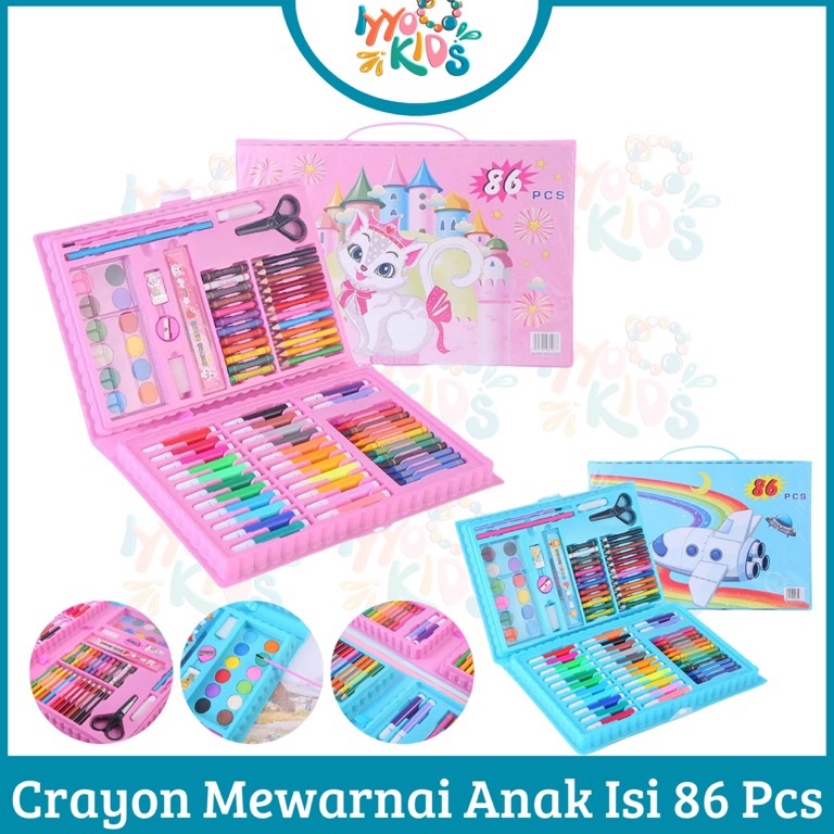 

Best Order IYYO KIDS Pensil Warna Crayon isi 86 pcs Stationary Set Warna Cat Air Perlengkapan Sekolah Menggambar Anak Alat Warna Lukis set