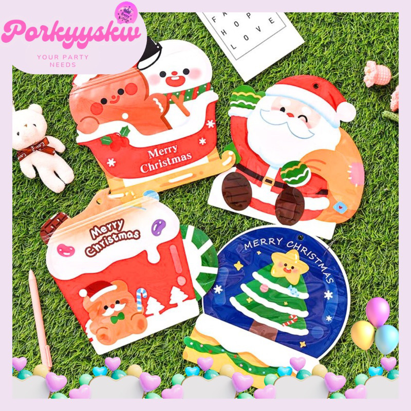 

[Porkyyskw] Plastik Zipper Natal 3D Size Besar Santa Ziplock Christmas Bag