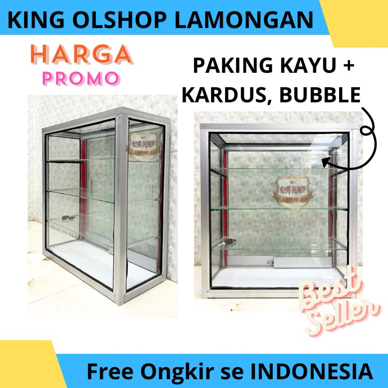 Etalase Rak Kaca Almini Mini kecil Display Warung Jajan Rokok Almini [LAMONGAN]