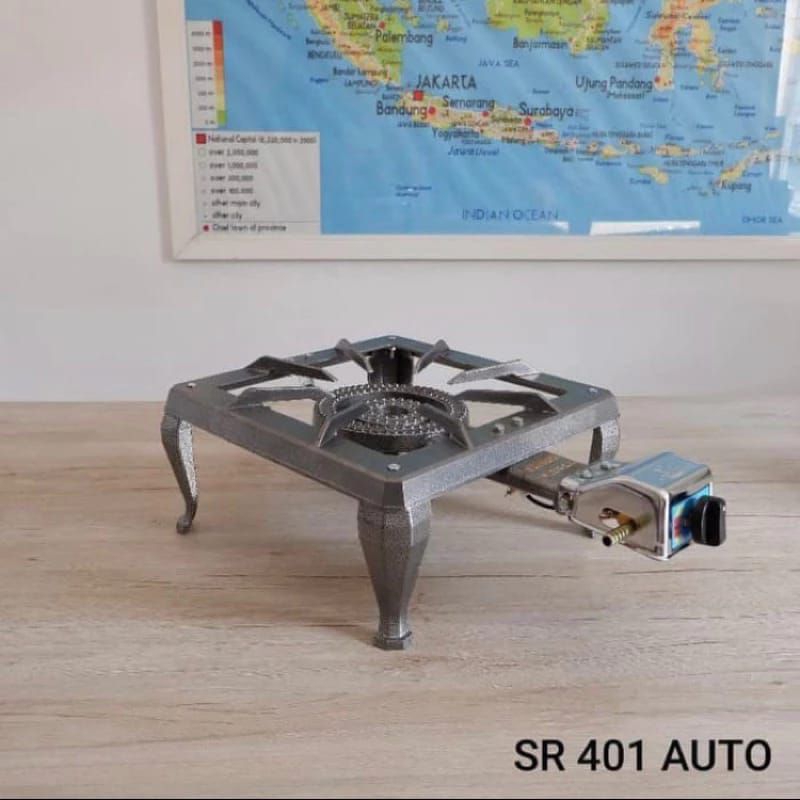SUNRISE Kompor Gas Cor 1 Tungku SR-401 AUTO | Bahan Cor | Mata Seribu