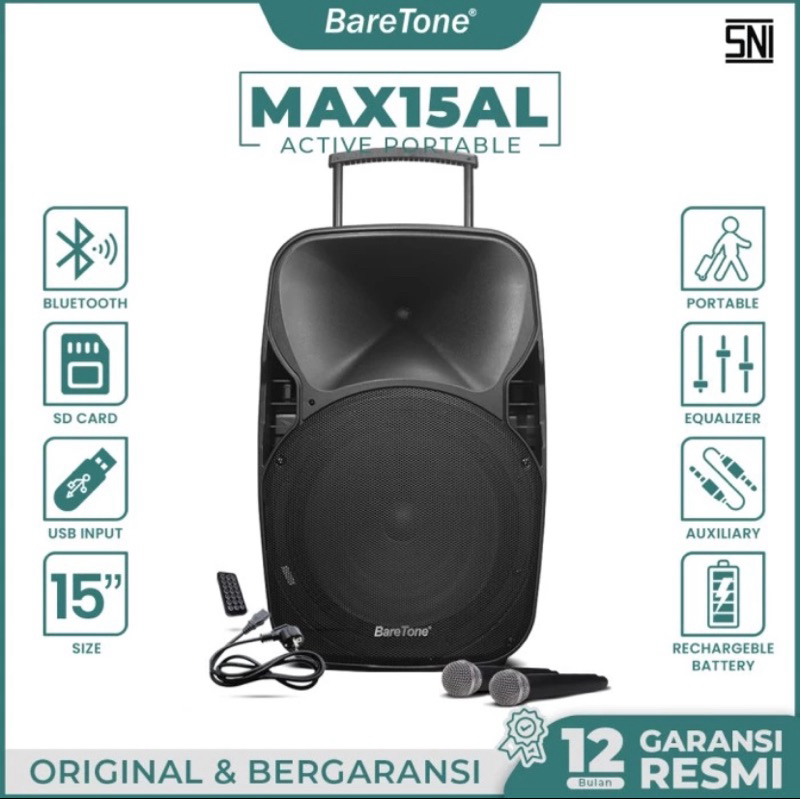 Speaker Aktif Portable Baretone MAX15AL MAX 15AL MAX 15 AL Original Baretone