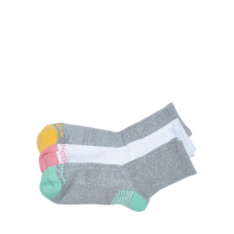 Banyak Dipakai Reebok 3P Quarter Womens Socks  Grey MelangeWhiteGrey Melange