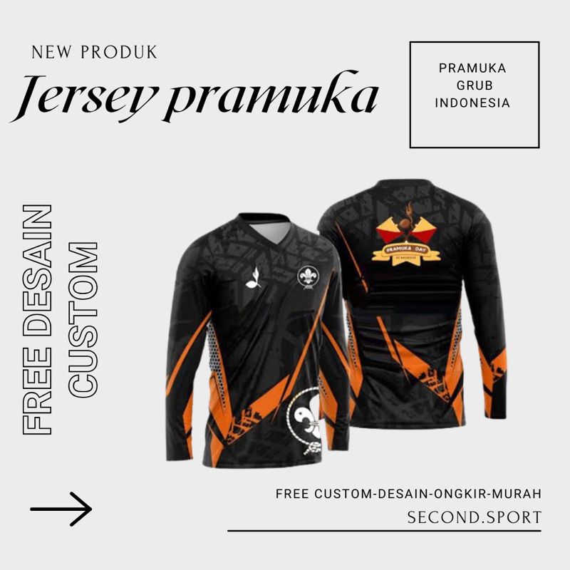 Baju Kaos Jersey Pramuka Premium Free Nama, Custom, Dll Full Printing Pria Wanita
