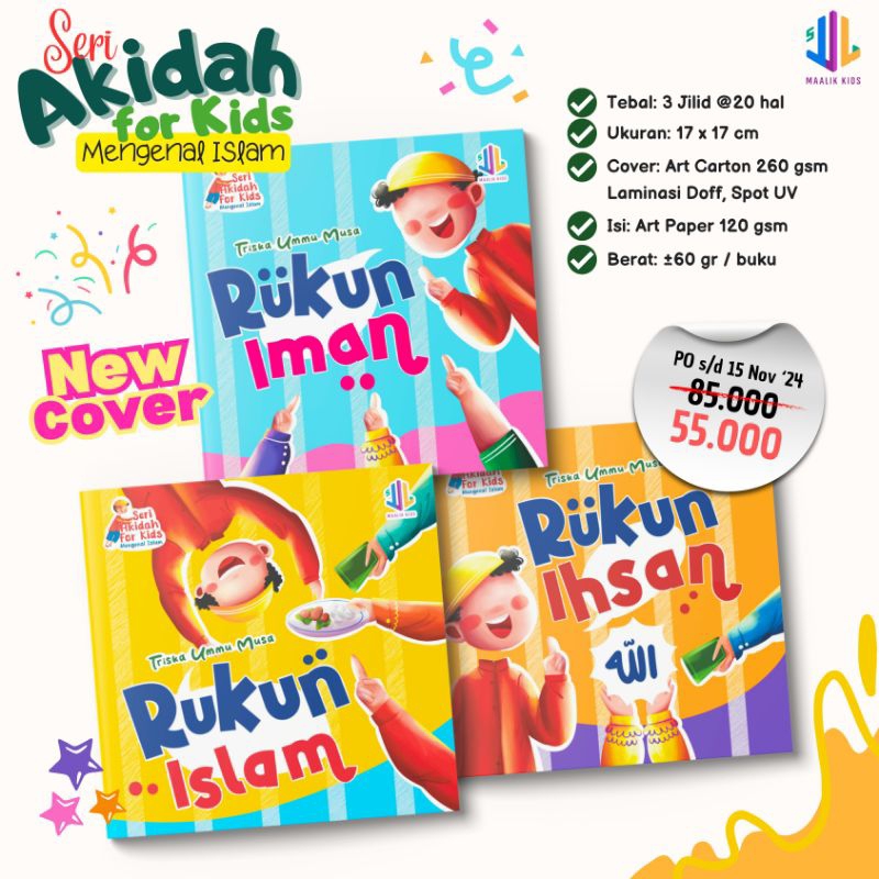 [READY] Seri Akidah for Kids Mengenal Islam : Rukun Iman, Rukun Islam, Rukun Ihsan (Isi 3 Buku Per S