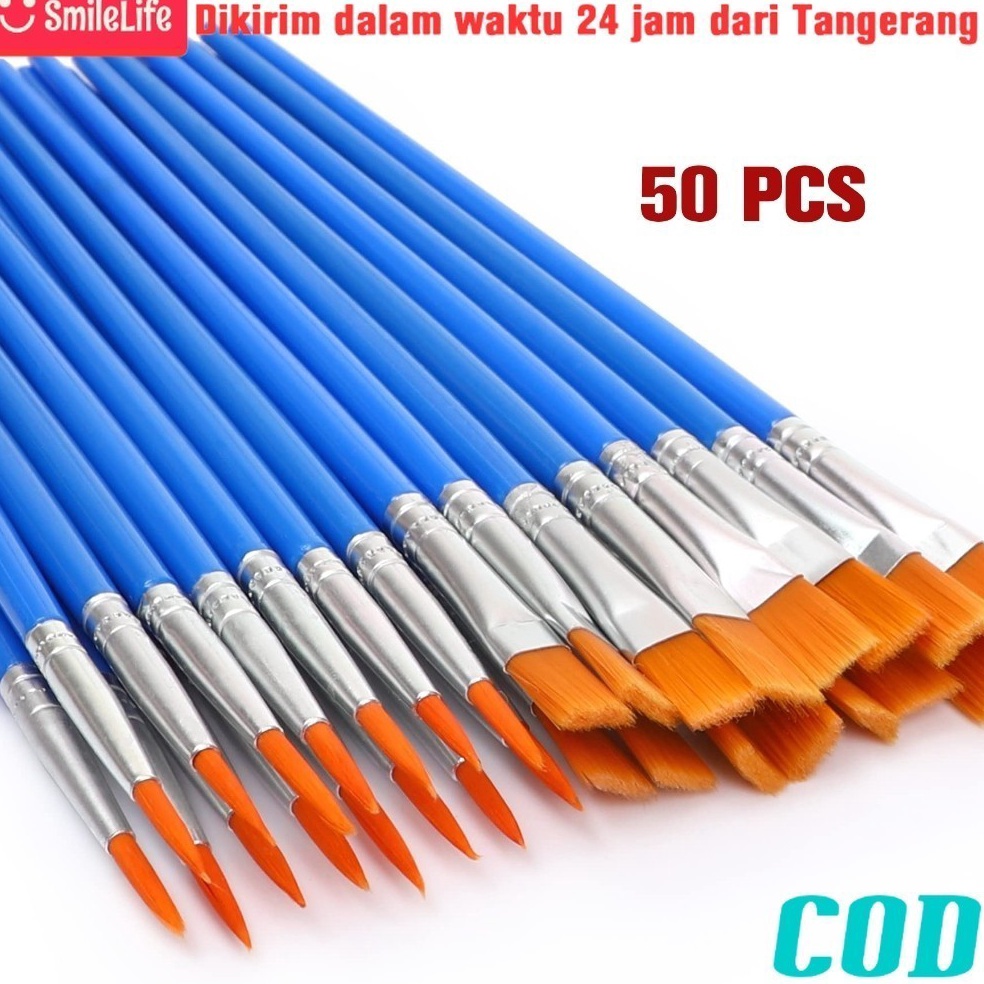

Stock Ready 5PCS Kuas Lukis Cat Air Kuas Lukis Akrilik BrushPointed Dan FlatArtist Paint Brush Nilon