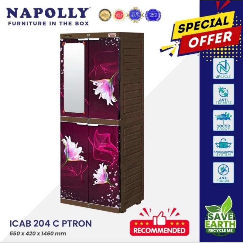 Lemari Plastik 2 Pintu Napolly ICAB  - 204 C PTRON