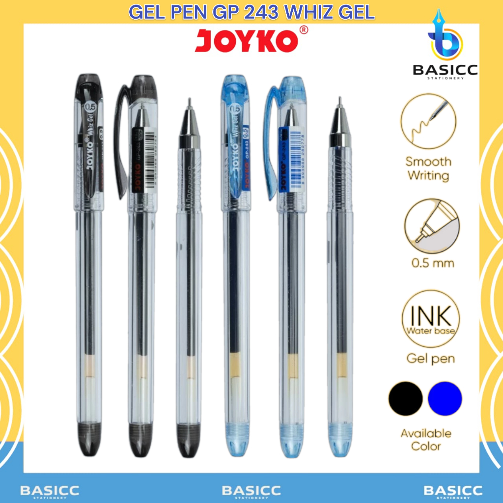 

Joyko Gel Pen Pulpen Pena GP-243 Whiz Gel | Big Fill Gel 0.5 mm @1Pcs