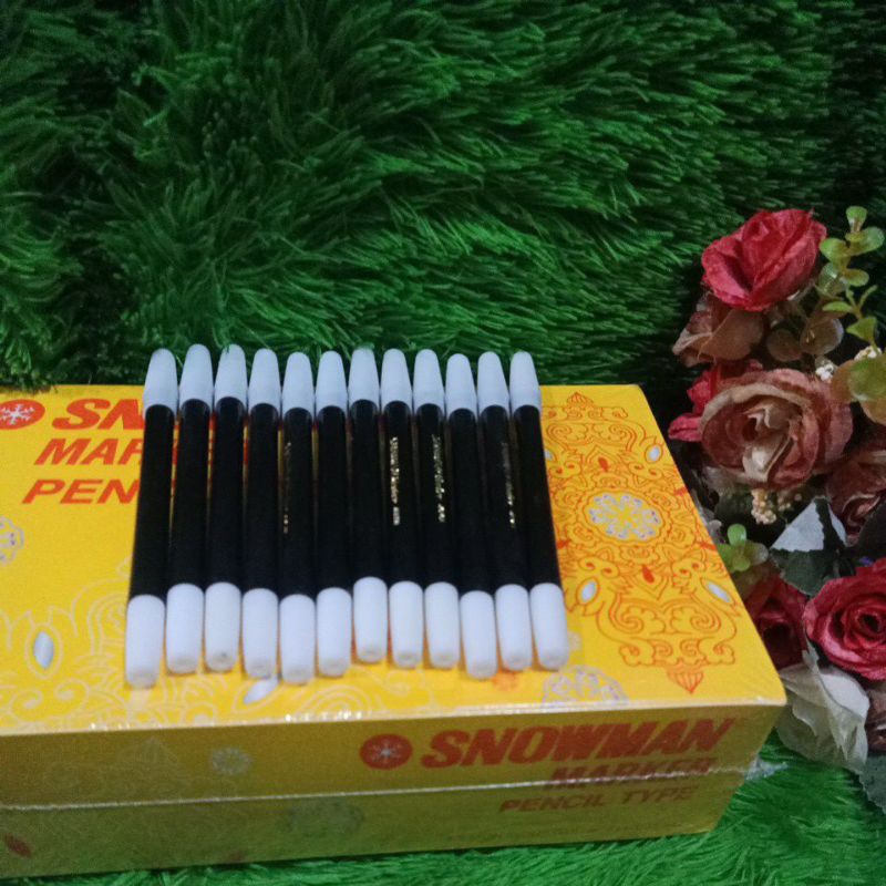 

spidol snowman marker kecil hitam lusinan murah