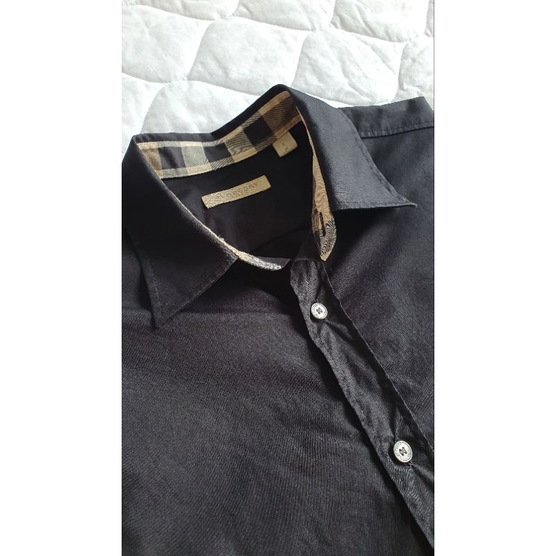 baju kemeja lengan panjang hitam burberry brit stretch cotton long sleeve black shirt original / bur