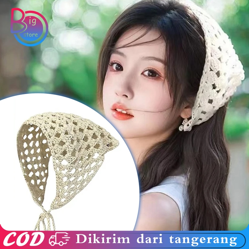 Bandana Segitiga Rajut Handmade Bando Bandana Rajut Adjustable Bandana Crochet Bando Rajut Segitiga