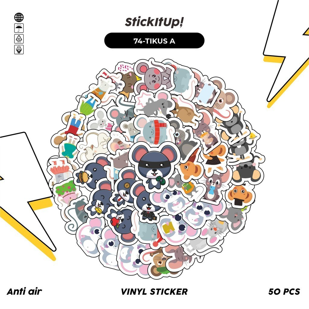 

COD100 Pcs Stiker Motif Hewan Tikus Lucu/cute mice Anti Air Untuk Dekorasi Notebook Sepeda Skateboard Handphone DIY
