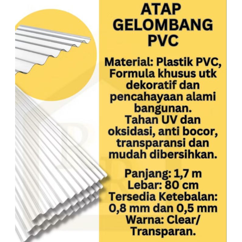 ATAP GELOMBANG TRANSPARAN/ ATAP PLASTIK BENING/CLEAR