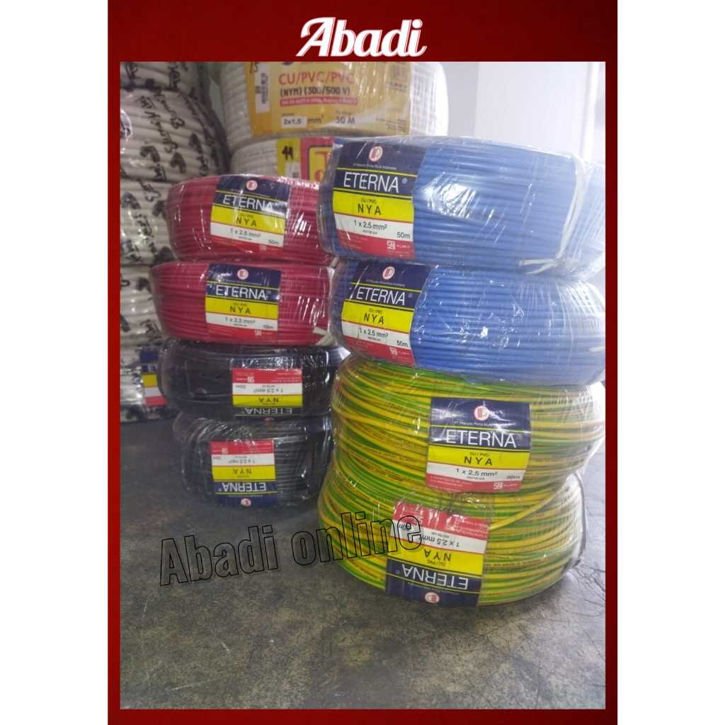 JUAL KABEL NYA MERK ETERNA 1X1,5/1X2,5-ROL (50M)