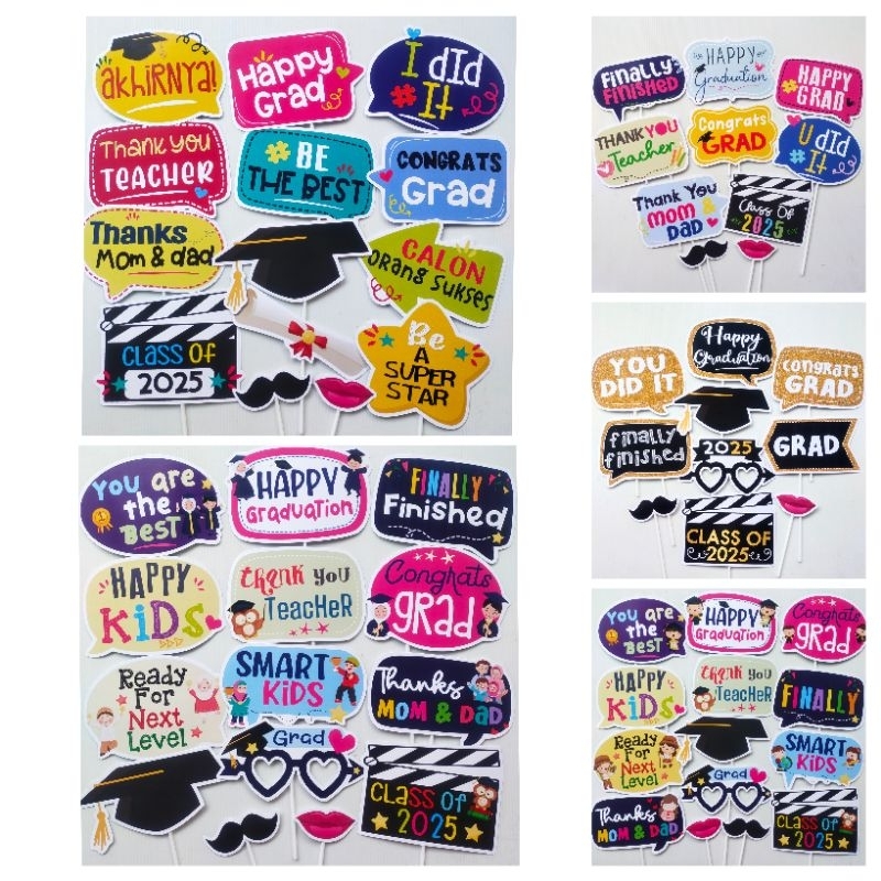 READY STOCK ONLY TEMA GRADUATION SANTRI ANAK MUSLIM HARI GURU SEKOLAH - AKSESORIS FOTO PROPS PHOTOBO