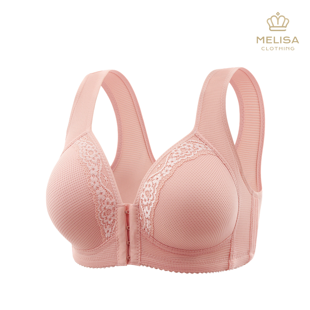 Melisacollection | BH Renda Wanita Push Up Seamless Sexy Full Cup Tanpa Kawat Pengait Tali Depan