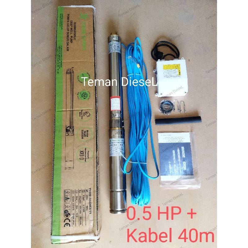 Pompa Submersible 0.5HP / 1/2PK 3" JUNHE Pompa Sibel Gulungan FULL TEMBAGA