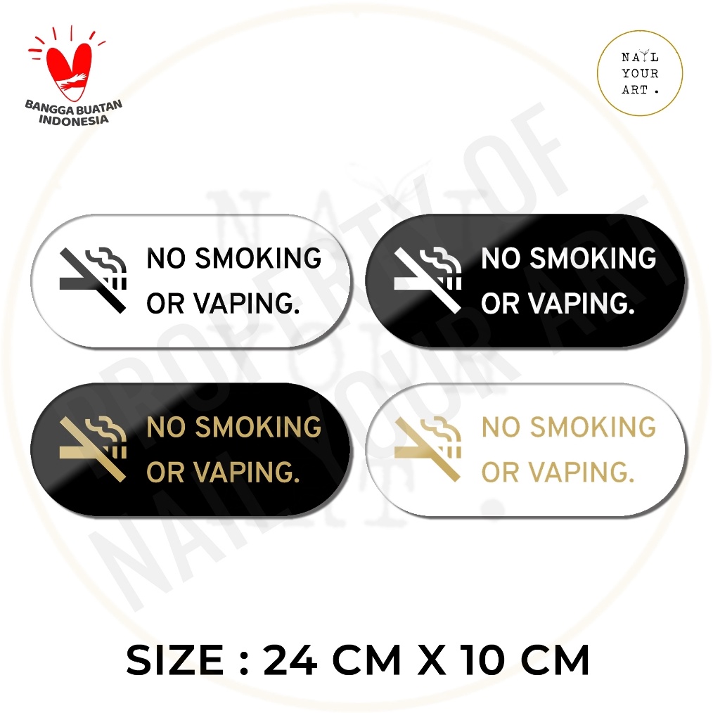 

KODE I66A SIGN AKRILIK NO SMOKING OR VAPING ICON ROUND Nail Your Art Signage Minimalis