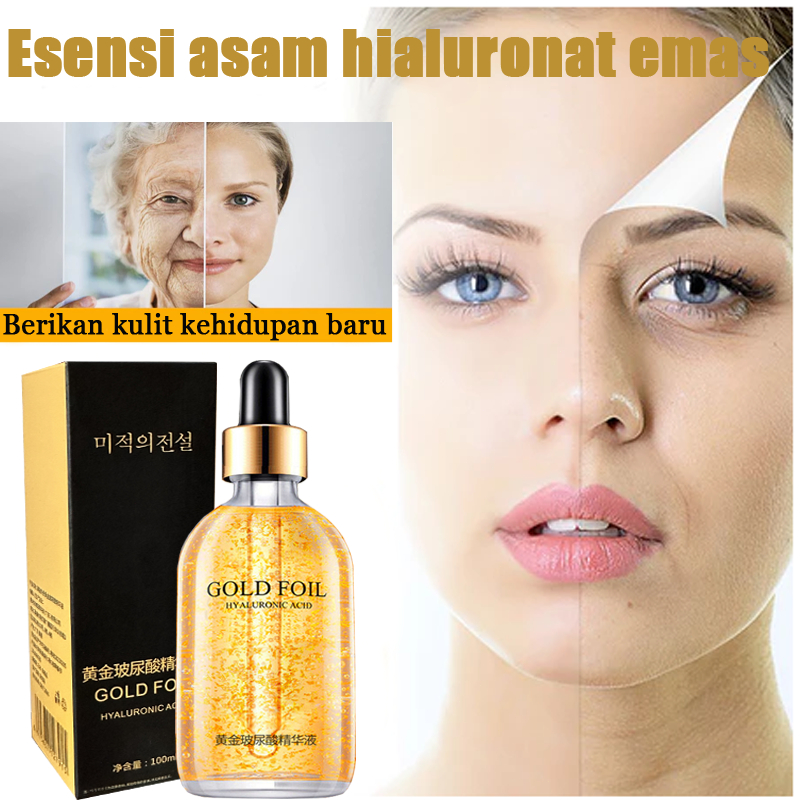 Esensi asam hialuronat, esensi asam hialuronat emas, esensi anti penuaan, esensi wajah, esensi pelem