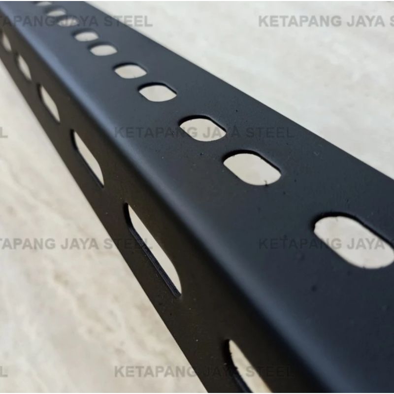 Besi siku lubang 2.5mm Hitam, 2 meter BAGUS dan MURAH