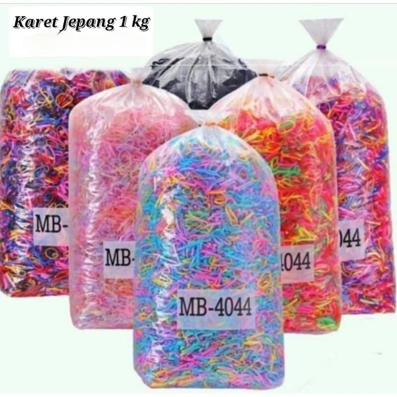 Karet Jepang Kiloan 1 Kg | Karet Rambut Jepang Kiloan 1 Kg atau 1000 gram Mix Warna dan Hitam