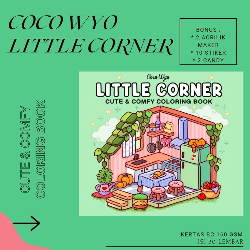 

(30 lmbr) Buku Mewarnai Little Corner Cute & Comfy Coloring Book with Coco Wyo