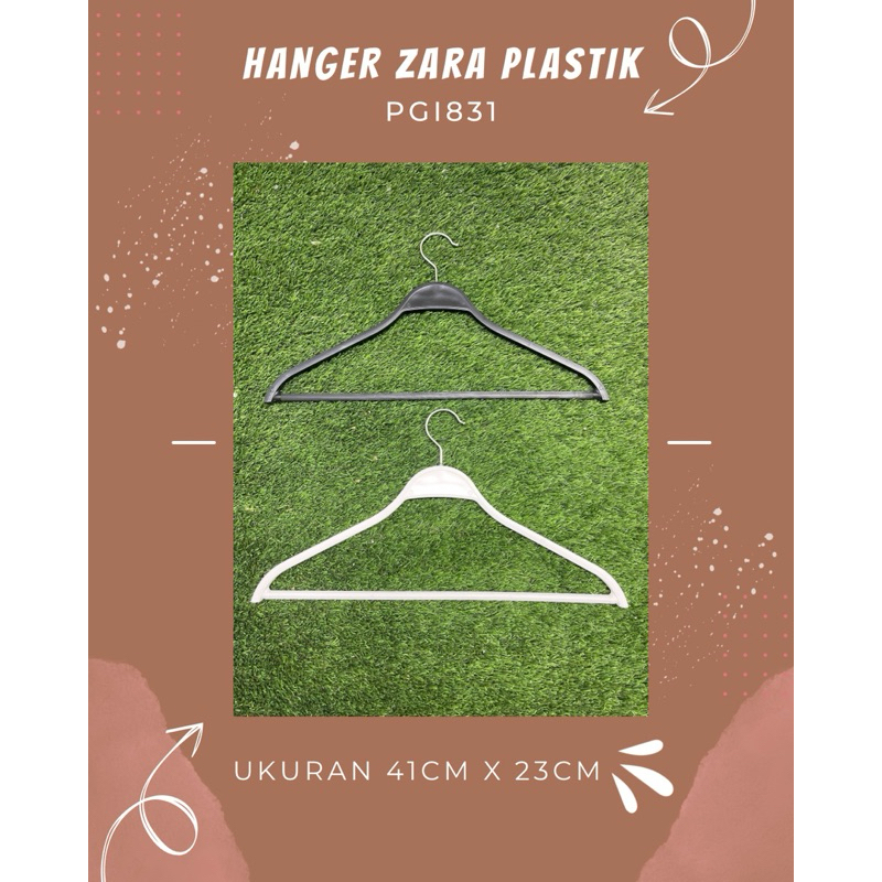 PGI831 Hanger Zara Plastik 41 CM Palang Import Hitam Putih | Gantungan Baju