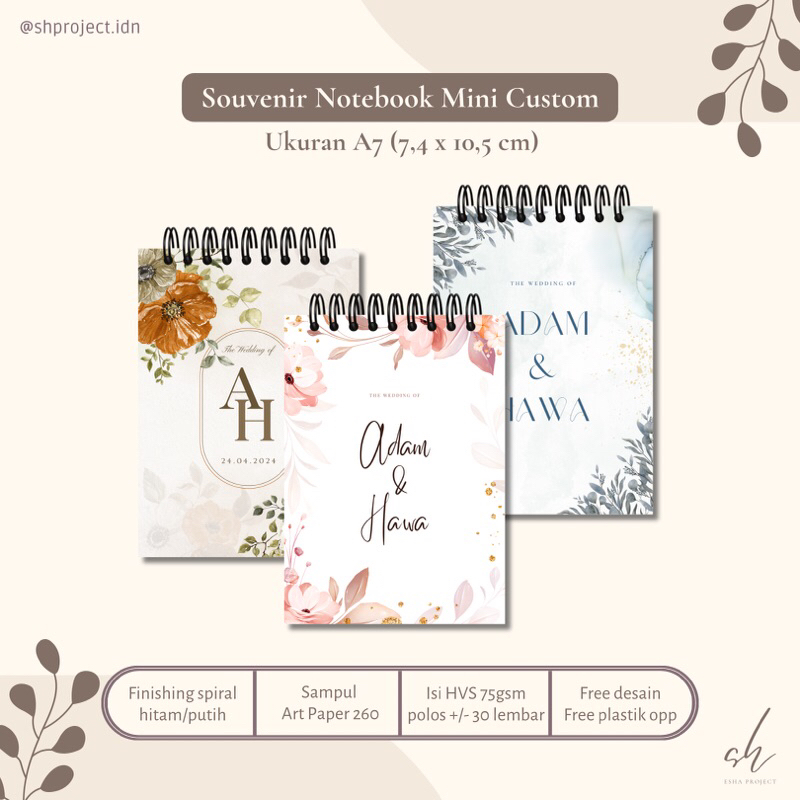 

NOTEBOOK MINI A7 CUSTOM/ SOUVENIR PERNIKAHAN/ SEMINAR