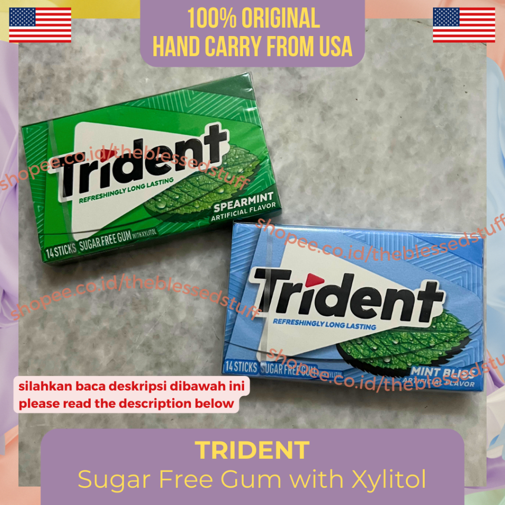 

Trident Sugar Free Gum 14 Stick with Xylitol 100% Original USA