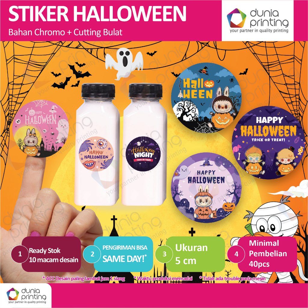 

Stiker Bulat Edisi Halloween / Stiker Segel Box / Packaging / Toples Makanan