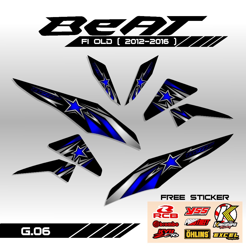 ( COD ) Striping Sticker Beat FI OLD 2012 2013 2014 2015 2016 Desain Grafis Simple Bintang Star Stik