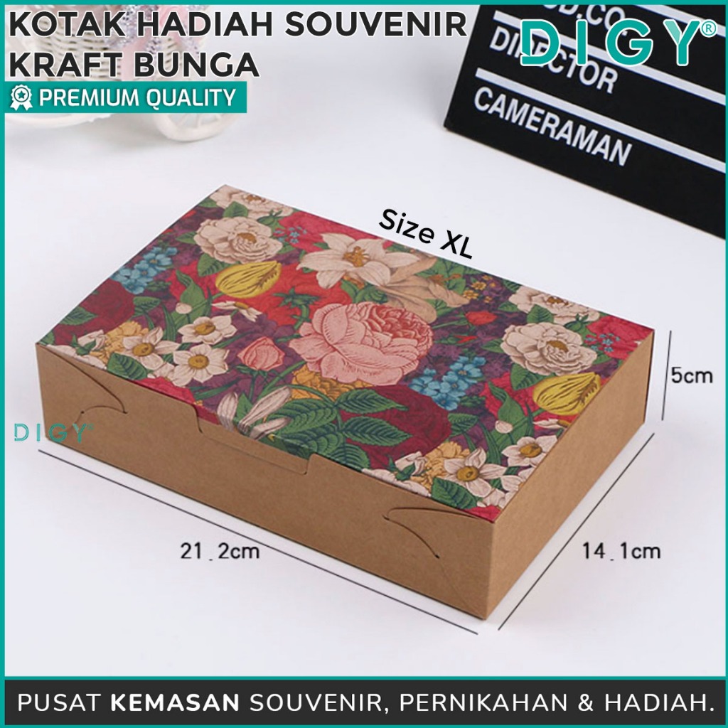 

Kotak Hadiah Souvenir Kraft Bunga Size S / M / L / XL / Box Bingkisan Hadiah Motif Bunga