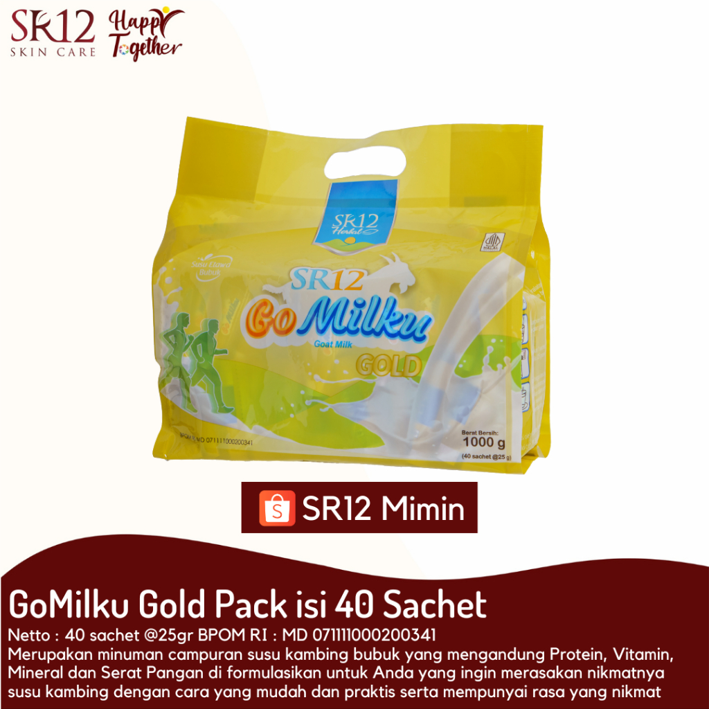 

SR12 GoMilku Gold Susu Kambing Etawa Bebas Gula Atasi Nyeri Sendi dan Tulang 1 pack (40 Sachet)