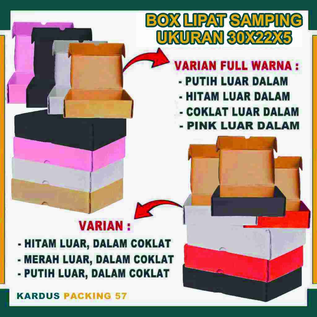 

(PAKET 5PCS) BOX 30X22X5 CM / BOX LIPAT SAMPING/ KARDUS POLOS