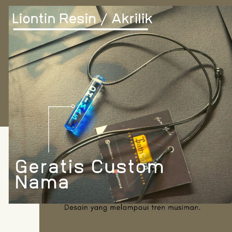 [COD] Aksesoris Kalung Resin Glow In The Dark Custom Nama Inisial pria cowok Keren Tali Hitam
